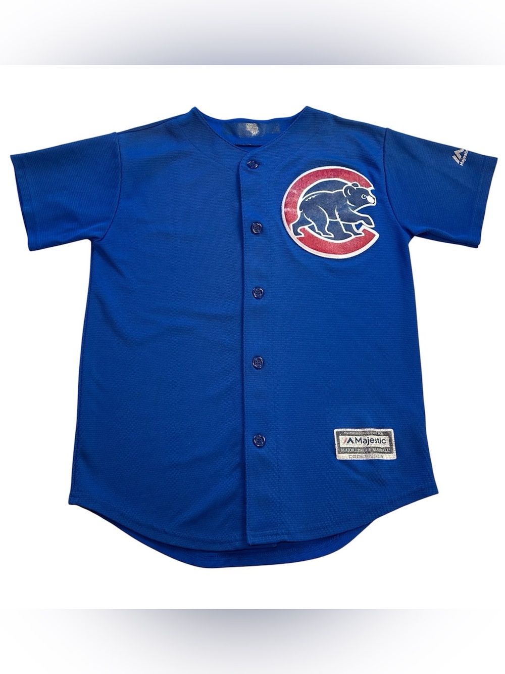 Chicago Cubs Majestic Cool Base Alternate Blue Baseball Jersey sz YOUTH 10/12 M